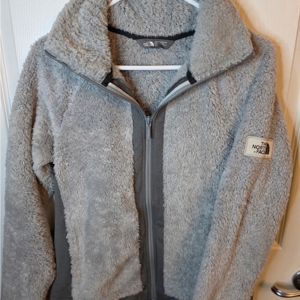 The North Face Furry Fleece Two Toned Gray Full Zip Jacket Small Petite - Picture 4 of 6
